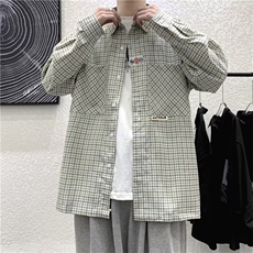 华夫格衬衫外套男春秋新款港风百搭工装长袖男休闲衬衣LS733P40，男装衬衫，星座1013-5