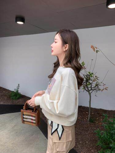 【现货】秋季新款珍珠贴布绣卫衣，女装卫衣/绒衫，法贝萱