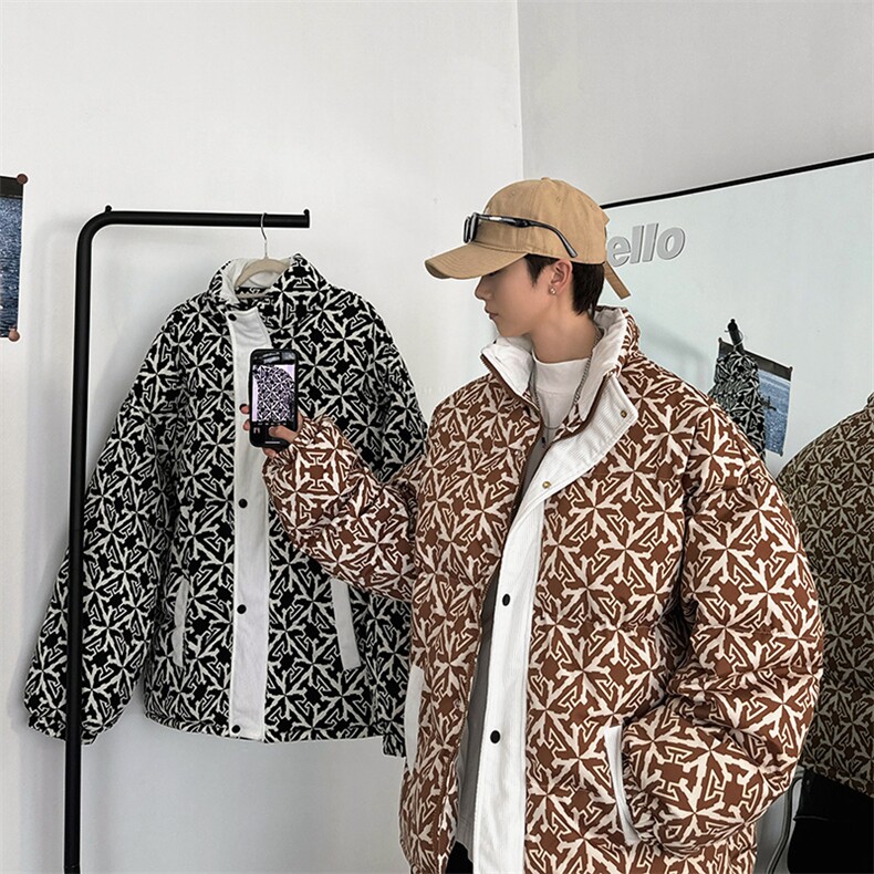 2025港风棉衣棉服立体印花面包服立领棉袄外套1614-P80,男装棉衣,星座207