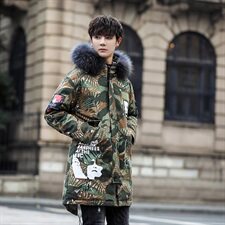 电商B2472019冬季新款迷彩男中长款白鸭绒50绒羽绒服MY818P220，男装羽绒服，电商B247
