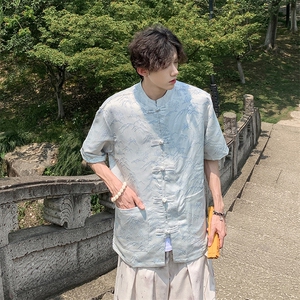 新中式现货~夏季数据款大好河山大码短袖衬衫A021-CS7098-P70图片