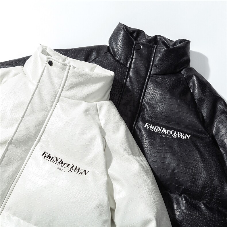 1日系白底鳄鱼纹棉衣男手塞棉夹克PU皮棉服外套男8507P120控158,男装夹克,星座226-2