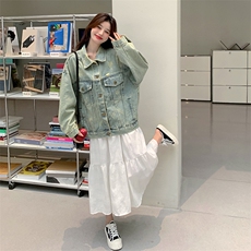 秋款现货复古宽松牛仔外套2C090-1051-P135-K188，女装短外套，2C090