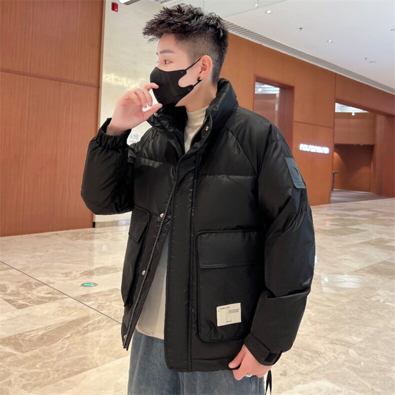 90白鸭绒羽绒服男冬季轻薄保暖外套日系纯色立领图片