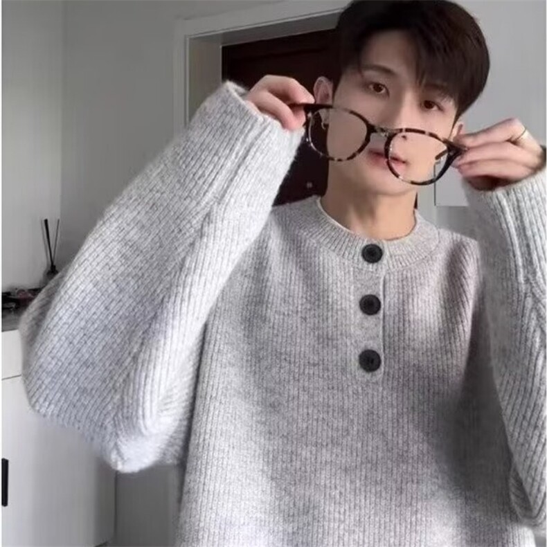 美式复古亨利领毛衣男慵懒风高级感针织衫外套513AMY2370P46,男装针织衫/毛衣,星座513A
