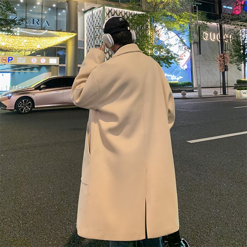 N9108/P100秋冬新款中长款双排扣毛呢大衣松呢子外套呢料大衣风衣,男装风衣,电商A141