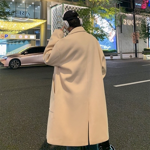 N9108/P100秋冬新款中长款双排扣毛呢大衣松呢子外套呢料大衣风衣图片