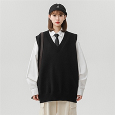 2099-P45针织衫马甲男士秋冬季无袖坎肩打底痞帅宽松V领毛衣背心，男装背心/马甲，电商D310B