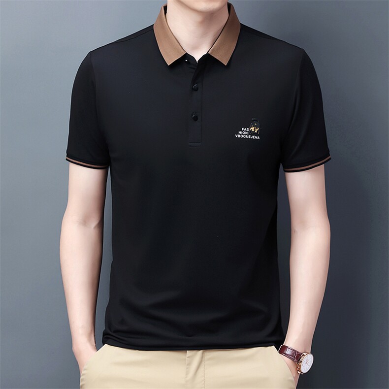 爸爸夏装中年男士短袖T恤50-60岁爸爸装中老年人冰丝上衣服polo衫,男装T恤,电商B212（原钱塘6029）