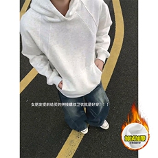 480G重磅加绒硬挺boxy男女秋冬美式高街结构螺纹拼接卫衣厚外套，女装短外套，电商A486-1