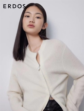 开衫女羊绒衫V领秋冬慵懒软糯休闲宽松保暖针织衫，女装羊绒衫，五色羊羊绒