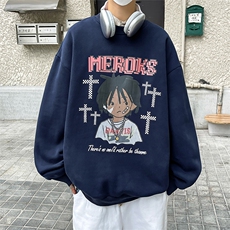 HDT1458-TP55控价78冬季新款加绒圆领卫衣男潮流印花套头外套，男装卫衣，电商A102-1