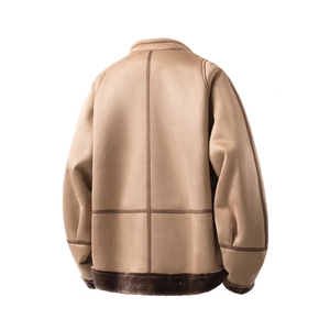 白底皮毛一体大码M-5XL高级感轻奢机车棉服外套男8708P158控228图片