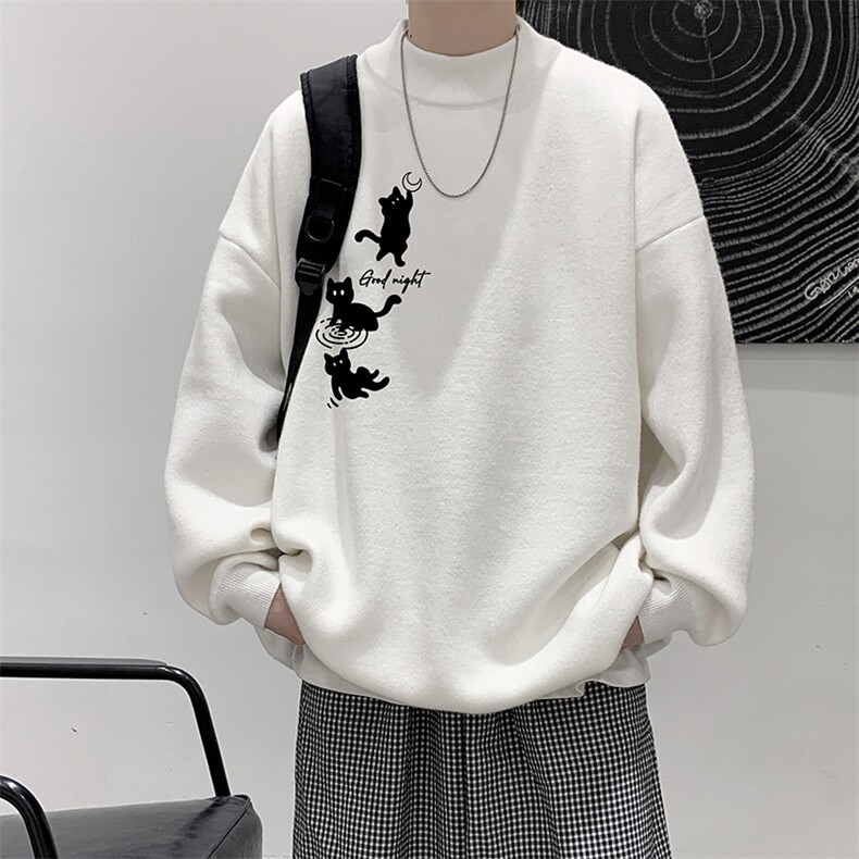 半高领毛衣男大码胖子针织衫毛线衣 M18461-P45 加绒款-P65图片