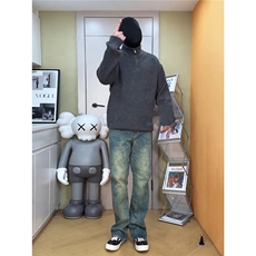 现货复古蓝牛仔裤微胖男生穿搭修身显瘦直筒长裤男装牛仔裤NZK22，男装牛仔裤，星座302B-2