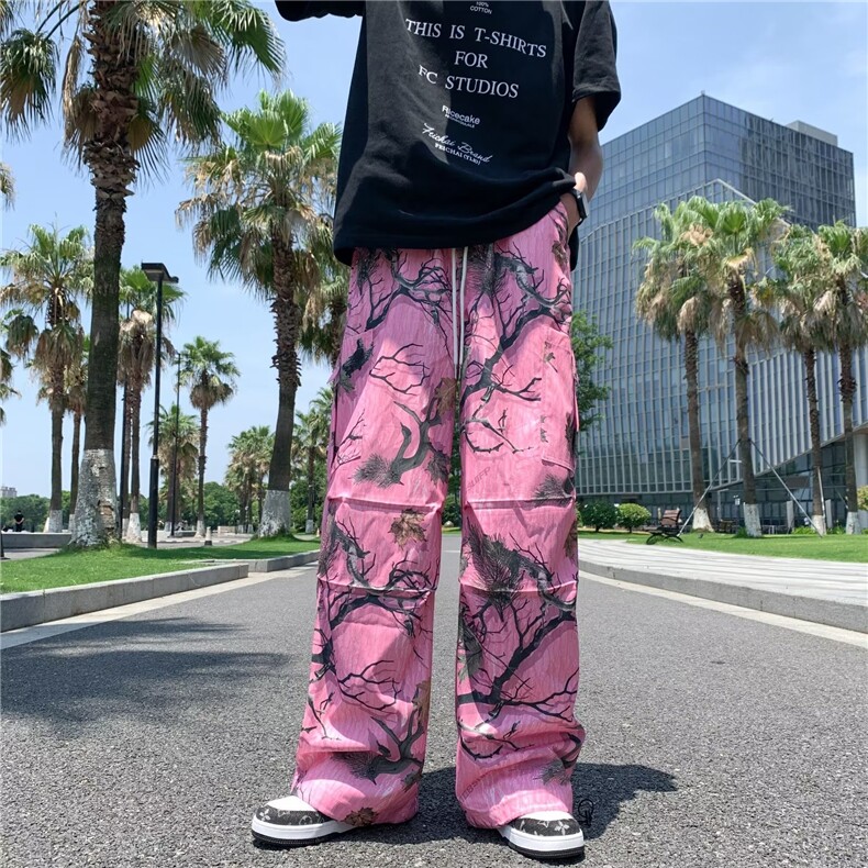 青春流行长裤印花男休闲裤夏季潮潮流时尚潮牌宽松型阔腿裤直筒,男装休闲裤,四季星座218-1