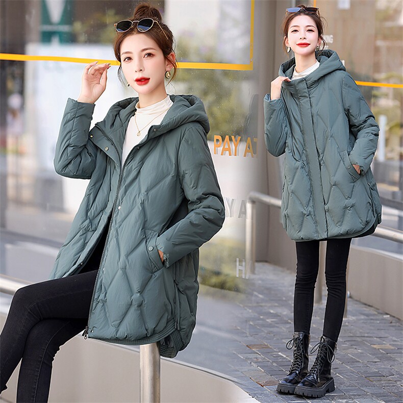 现货！专柜品质！2025冬装新款连帽羽绒服女中长款潮流时尚外套女图片