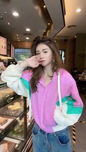 夏季新款洋气韩味十足拼色连帽防晒衣图片