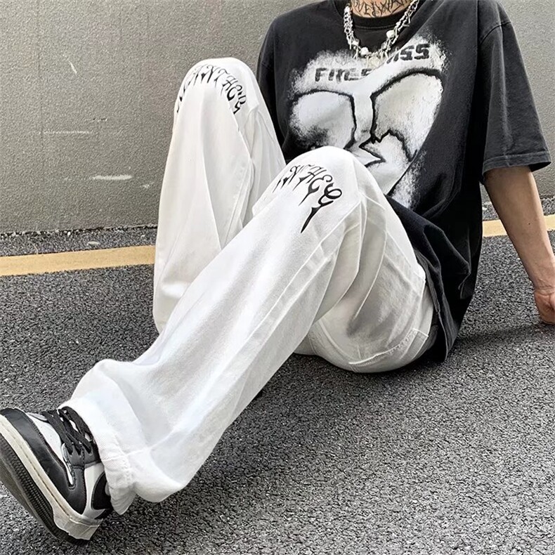 加绒牛仔裤潮牌ins街头水洗直筒裤长裤男N0119-P40加绒P48,男装牛仔裤,星座308B-1