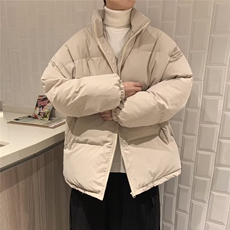 韩版宽松休闲情侣装秋冬立领棉衣高街潮流纯色面服W6101-P58，男装棉衣，星座512-2