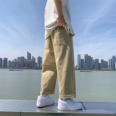 休闲裤男夏季新款港风ins潮牌宽松直筒工装裤男青年阔腿2132-p30，男装休闲裤，星座1008-1