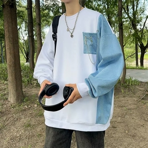 日系拼接无帽卫衣男2023春秋小众设计 XW015 P35图片