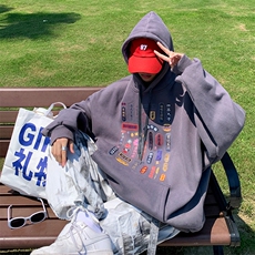 港风模特秋季新款潮男时尚连帽卫衣套头衫WY100P45控58，男装卫衣，电商A089-1