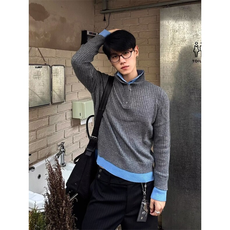 1506/Q66110/P69东大门韩代购男装亲肤时尚轻熟纹理感针织衫,男装针织衫/毛衣,星座1506
