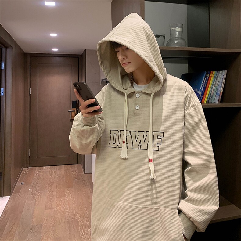 WY75-P48纯色华夫格连帽卫衣,男装卫衣,星座1501-1