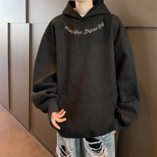 港风大码美式潮牌麂皮绒套头连帽卫衣男XZ213-JKPR204-P45控68，男装卫衣，星座213