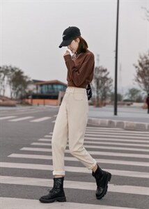 加厚绒牛仔哈伦裤图片