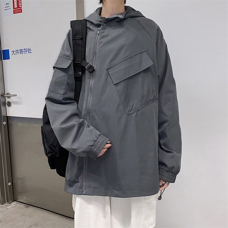 Y002男士休闲夹克开衫外套连帽外衣文艺青少年学生斜拉链口袋工装,男装夹克,星座115A(原星座507）