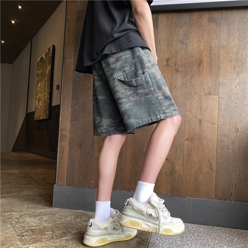 抖音品质夏季新款迷彩潮流宽松牛仔五分裤B315-K24156-特p30控58,男装牛仔裤,电商B315