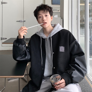 直播！2023新款男士加厚鹿皮绒拼皮夹克棒球服外套JK191P85控138图片