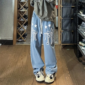 欧美高街vibe牛仔长裤男女设计感小众痞帅裤子ins潮牌NK806-P45图片