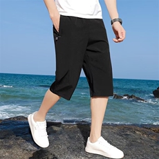 七分裤男夏季2024新款休闲速干潮流宽松拉链口袋运动大码男士短裤，男装牛仔裤，星座1013