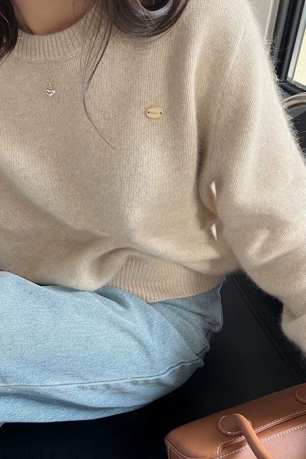 新款女装圆领百搭宽松羊毛衫羊毛时尚保暖上衣,女装羊毛衫,恩泰羊绒