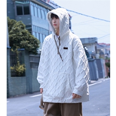 连帽立体菱形花纹卫衣男成分：98%聚酯纤维2%氨纶WY77047P75控98，男装卫衣，星座227-7