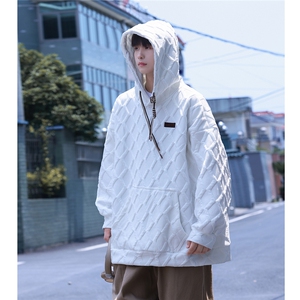 连帽立体菱形花纹卫衣男成分：98%聚酯纤维2%氨纶WY77047P75控98图片