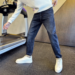 加厚抓毛牛仔裤 秋冬新款男士修身小脚裤高品质长裤901N32抓毛P68图片