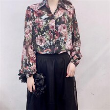 秋冬新款锦花衬衫，女装衬衫，青橙愫