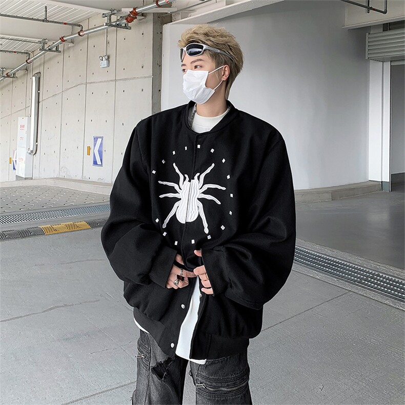 秋季新款港风美式龙凤尼全刺绣字母立领棒球服夹克insJK1299-P65,男装夹克,星座313A(原308A-2)