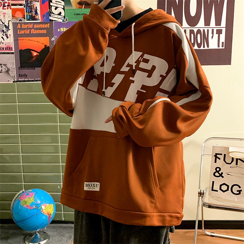 7XL-M大码连帽卫衣男2023春季新款潮港风宽松套头上衣加肥加大码,男装卫衣,钱塘717(原712)