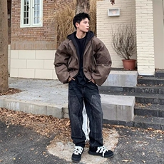 现货美式宽松假两件飞行夹克棉服外套男JK03/P100，男装夹克，星座205-3