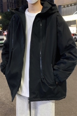 冬季加绒连帽棉衣保暖百搭棉服外套宽松潮流冲锋衣男JK2810P85，男装棉衣，电商A086