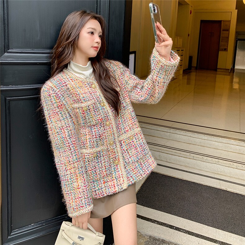 现货小香风重工毛呢短外套显瘦百搭气质款,女装短外套,天使之佳话