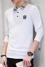 款5655长袖t恤男士薄款春秋季翻领宽松刺绣纯棉打底polo衫，男装T恤，电商D310（原电商305）