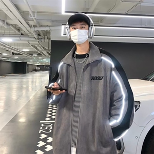 鹿皮绒外套男士春款美式复古潮牌上衣HW174P78图片