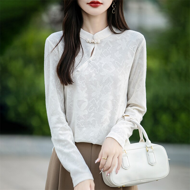 时尚百搭女士秋冬打底衫简约纯色修身显瘦针织衫,针织衫/毛衣,绒宛羊绒