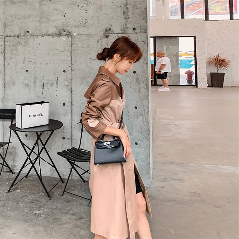 已出货品质好皮拼接风衣262-Q6752P145K198,女装风衣,沁古纱衣